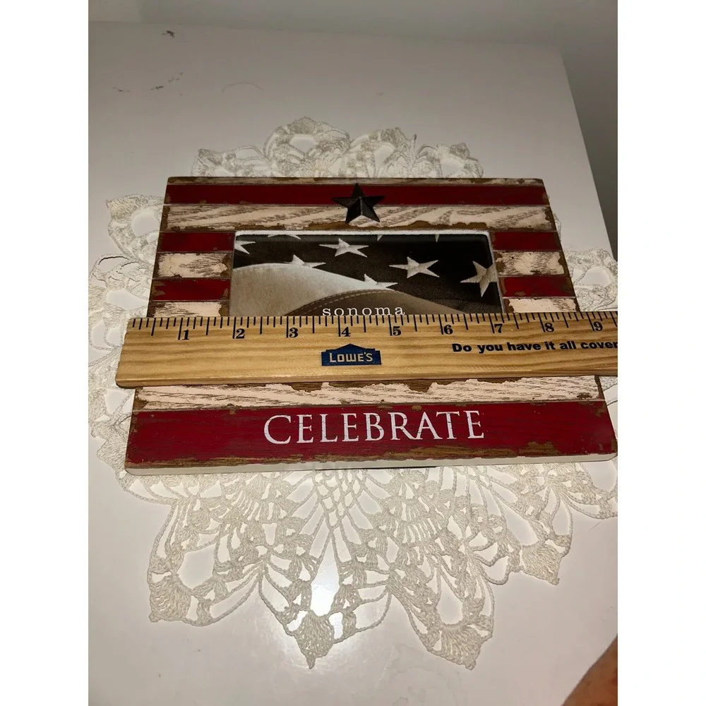Sonoma Goods for Life Celebrate American Flag 4x6 Picture Frame Rustic Wood Star